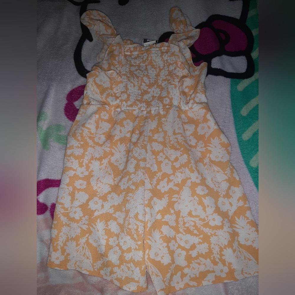 Rare Editions Orange and White Floral Romper